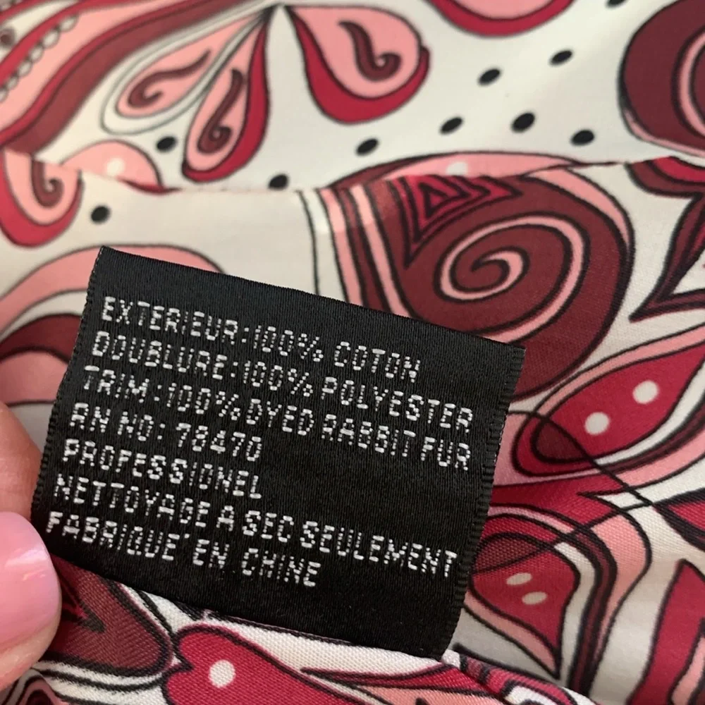 TAHARI Designer Velvet Genuine Fur coat jacket wine red purple M 8 $450 - Picture 11 of 12